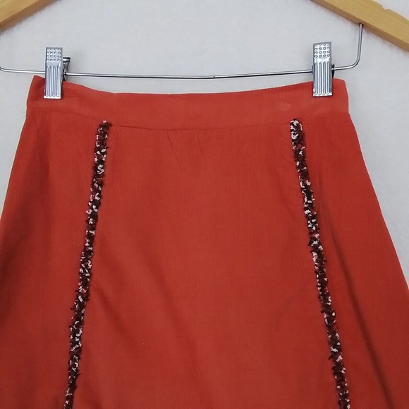 Anais & I Girls Gemma Skirt Sz 10 Orange Cotton Corduroy Mini Skirt Fringe Seams - Picture 3 of 11